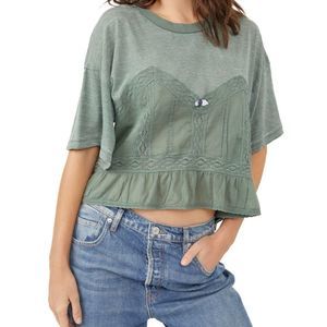 Free People Fall in Love Lace Inset T-Shirt